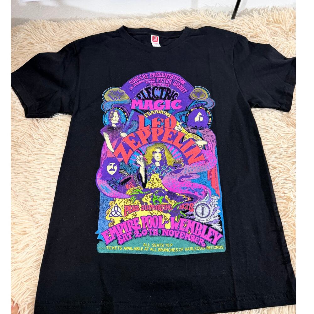 Led Zeppelin Electric Magic Graphic Band Tee Black Rock T Shirt Medium NWOT